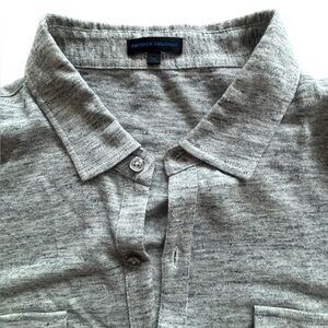 Patrick Assaraf Gray Short Sleeve Button Down Shirt Size Medium